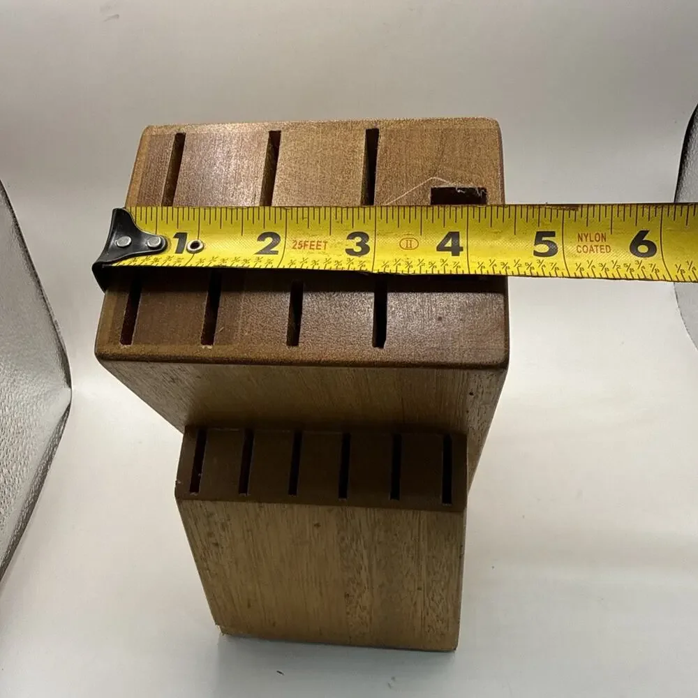 Wooden Knife Block 14 Slot Storage Countertop Organization Sharpener *
